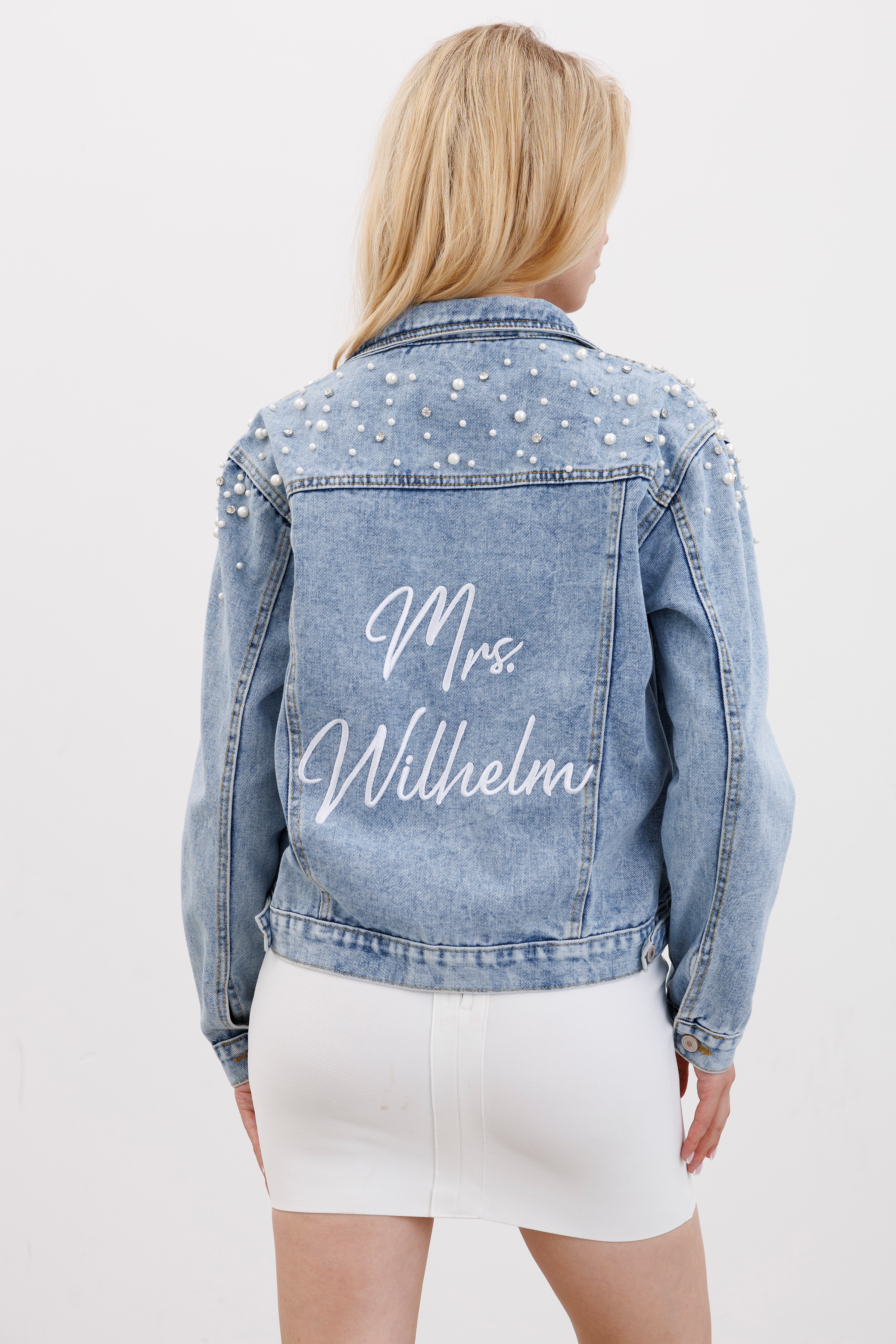 Pearl and Rhinestone Denim Jacket