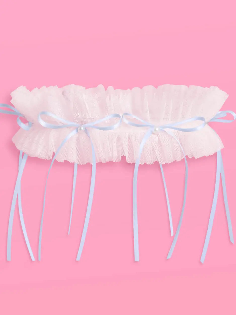 Blue Bow Garter