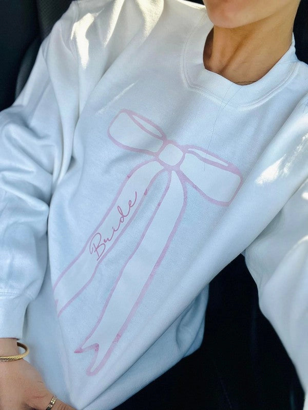 Pink Cursive Bow Sweatshirt