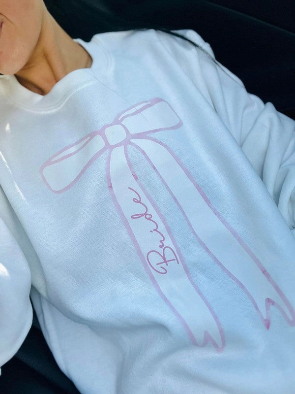 Pink Cursive Bow Sweatshirt